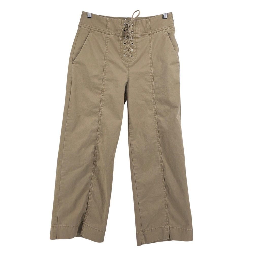 Gap Brown Khaki Wide Leg Chino Pants High Rise Stretch Y2K Style Womens 4